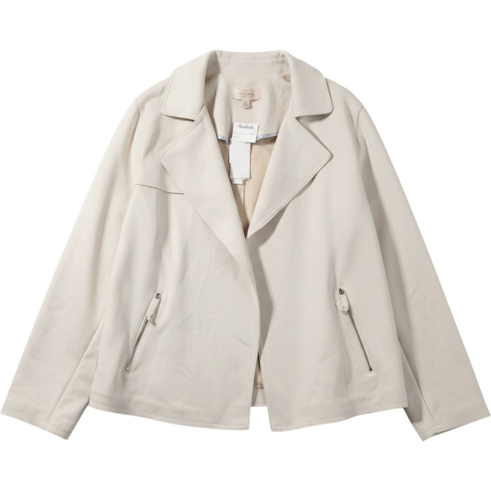 Philosophy Jacket Light Stone Faux Suede Moto Open Front Women 2X